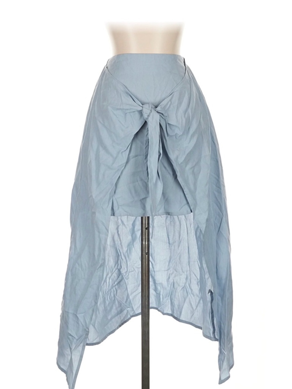 Light Blue Asymmetrical Tie-Front Skirt